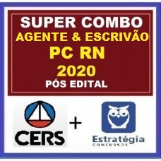 COMBO - AGENTE E ESCRIVÃO PC RN (POLICIA CIVIL DO RIO GRANDE DO NORTE - PCRN ) PÓS EDITAL TEORIA + PASSO - ESTRATEGIA  + CERS RETA FINAL 2020
